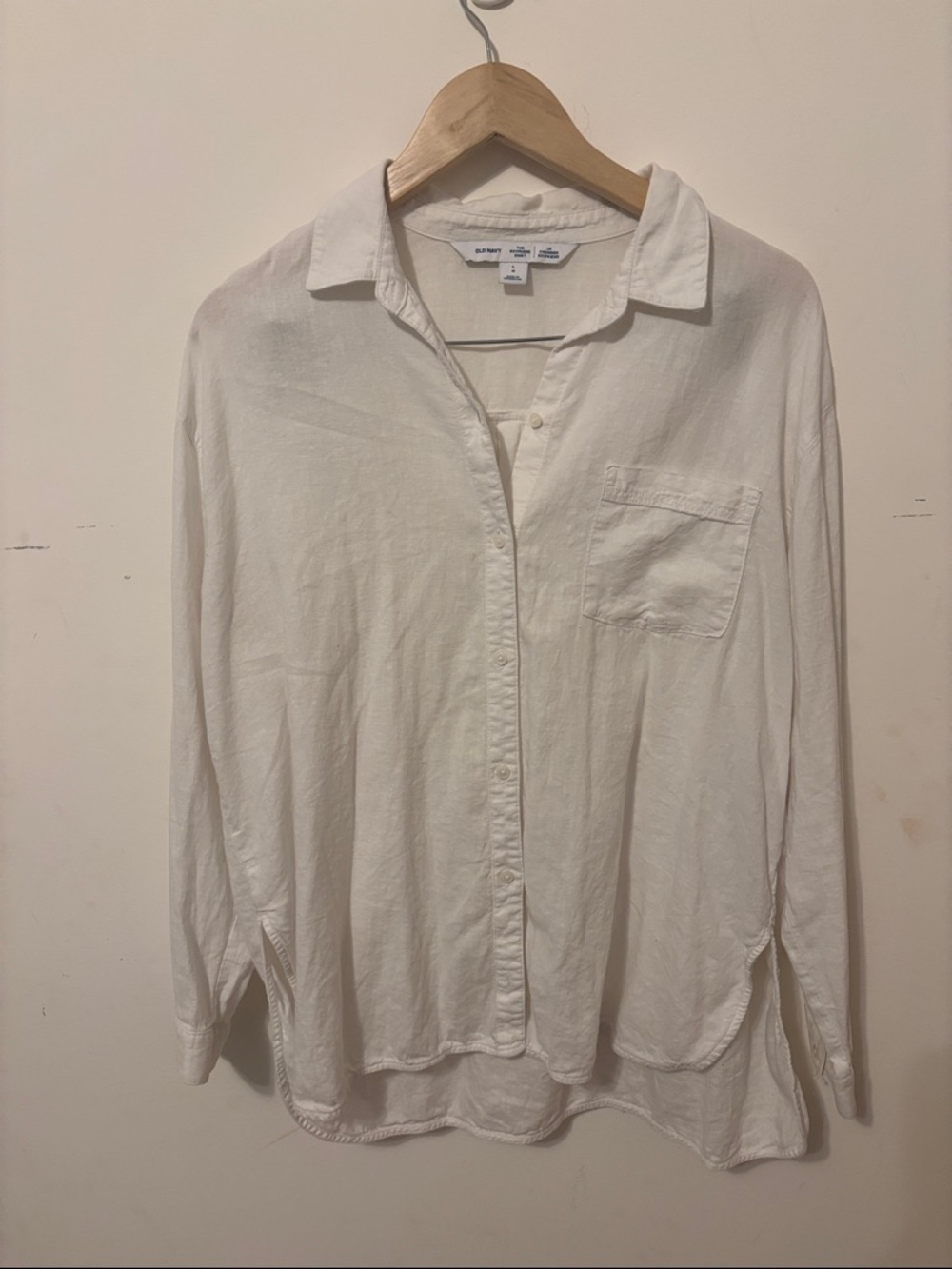 Old Navy  Linen Blend White Boyfriend Shirt